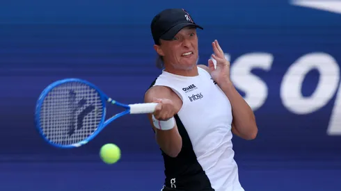 Iga Swiatek plays during the 2025 US Open first round