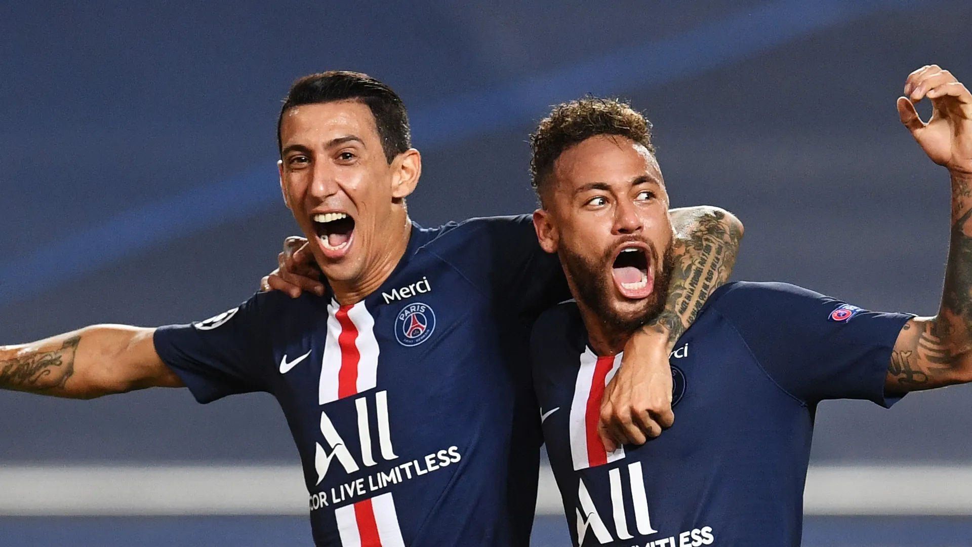 di maria and neymar celebrating