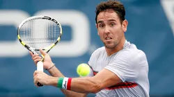 Wayne Odesnik returns a shot to Radek Stepanek during the Legg Mason Tennis Classic.