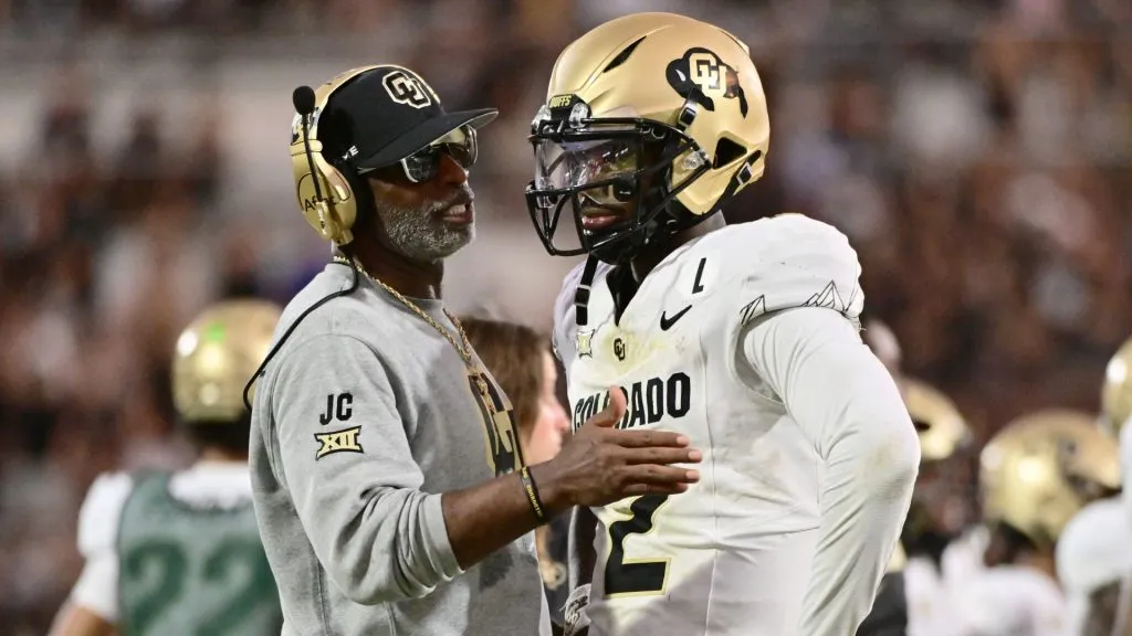 Shedeur Sanders with Deion Sanders