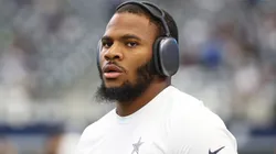 Micah Parsons #11 of the Dallas Cowboys warms up.