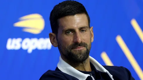 Novak Djokovic of Serbia speaks during a press conference.