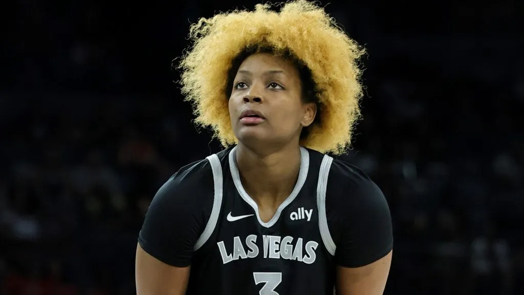 NaLyssa Smith #3 of the Las Vegas Aces shoots a free throw against the Phoenix Mercury in the third quarter of their game in 2025. (Source: Ethan Miller/Getty Images)