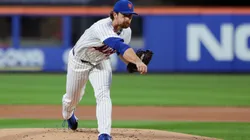 Nolan McLean #26 of the New York Mets pitches in the second inning against the Philadelphia Phillies.