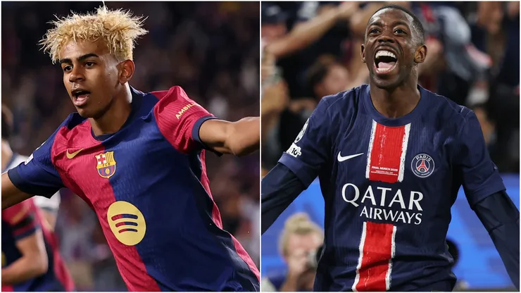 Lamine Yamal of Barcelona and Ousmane Dembele of PSG.