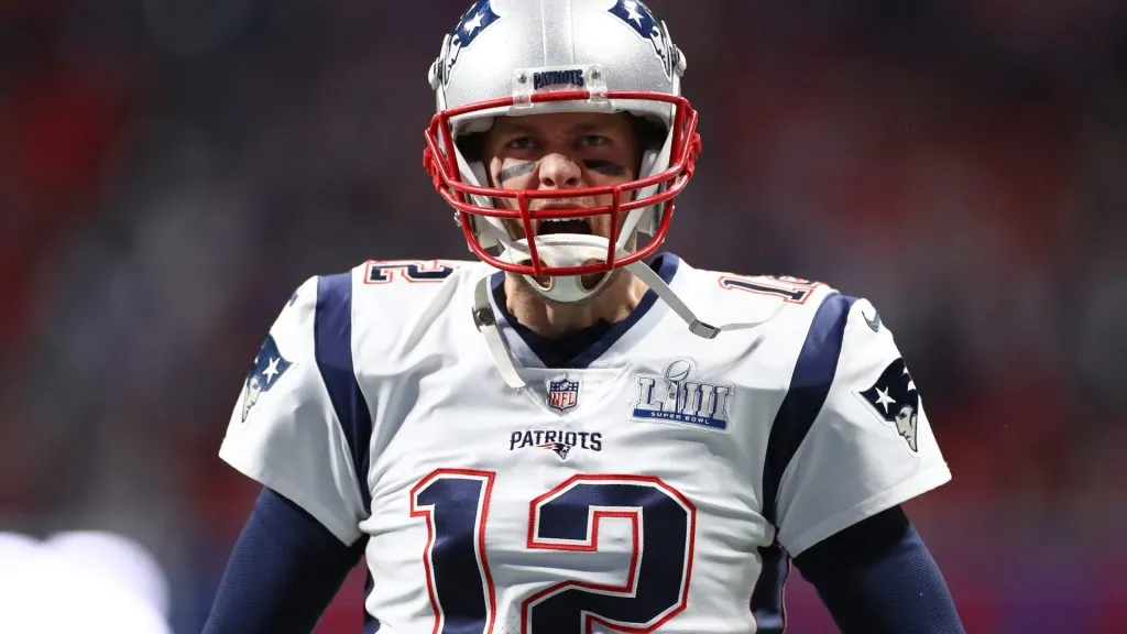 Tom Brady #12 of the New England Patriots runs out on to the field prior to Super Bowl LIII in 2019. (Source: Maddie Meyer/Getty Images)