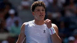 Ben Shelton of the United States reacts against Ignacio Buse of Peru during US Open.