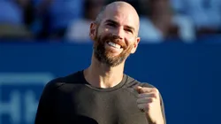 Adrian Mannarino in the men's singles championship final on day eight of the Winston-Salem Open.