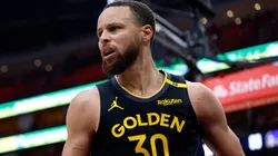 Stephen Curry #30 of the Golden State Warriors reacts against the Houston Rockets.