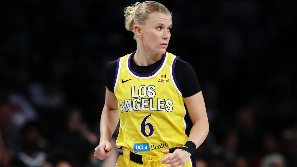 Julie Vanloo #6 of the Los Angeles Sparks looks on during the first half against the New York Liberty in 2025. (Source: Sarah Stier/Getty Images)