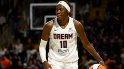 Rhyne Howard #10 of the Atlanta Dream in the second half at Walter Pyramid on May 15, 2024.