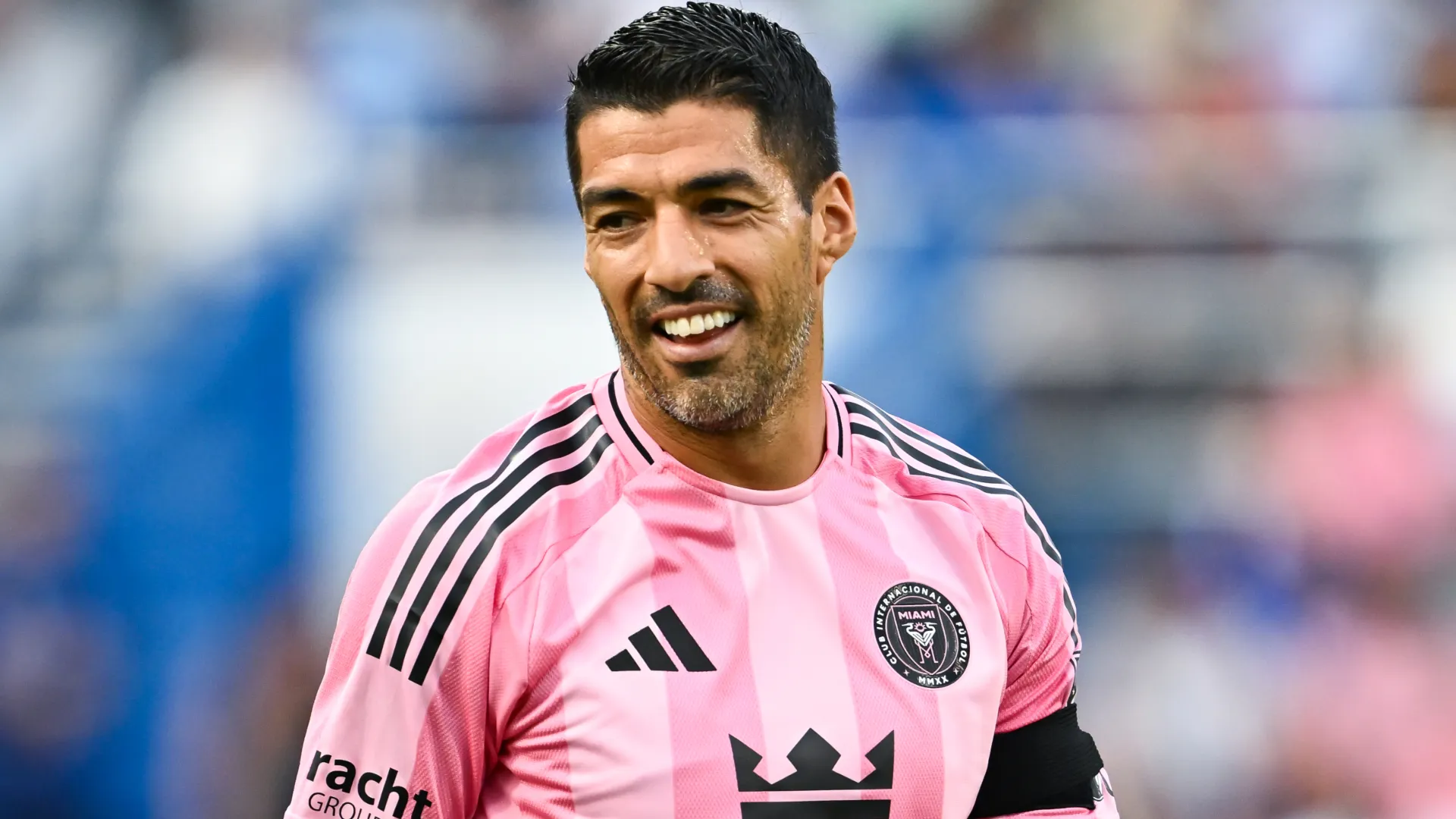 Inter Miami forward Luis Suarez smiling