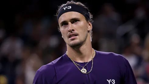 Alexander Zverev of Germany looks on against Jacob Fearnley of the United Kingdom during US Open.