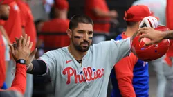 Nick Castellanos celebrates a run.