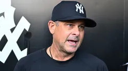 Aaron Boone speaks to the reporters.