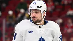 Auston Matthews on the ice with the Maple Leafs.