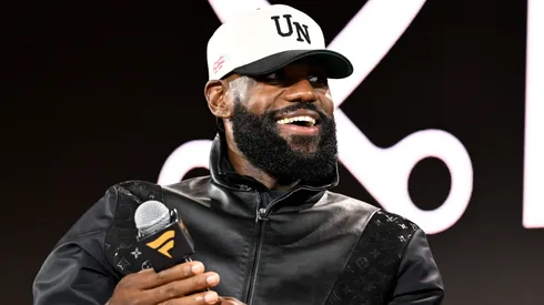 LeBron James speaks onstage at Fanatics Fest NYC 2025.