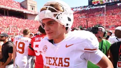 Arch Manning #16 of the Texas Longhorns leaves the field.