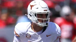 Arch Manning #16 of the Texas Longhorns throws a first half pass.