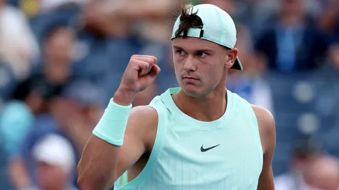 Holger Rune celebrates a point during US Open.
