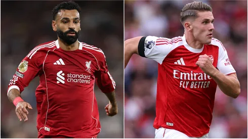 Mohamed Salah of Liverpool and Viktor Gyokeres of Arsenal.
