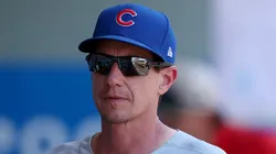 Craig Counsell looks on vs the Angels on August 24, 2025 in Anaheim.