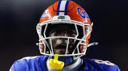 Vernell Brown III celebrates after catching a one-handed pass on August 30, 2025 in Gainesville.
