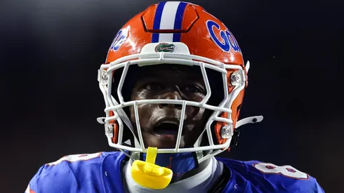 Vernell Brown III celebrates after catching a one-handed pass on August 30, 2025 in Gainesville.