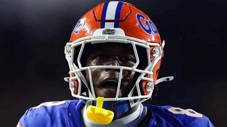Vernell Brown III celebrates after catching a one-handed pass on August 30, 2025 in Gainesville.