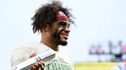 Thomas Castellanos #1 of the Boston College Eagles.