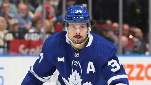 Auston Matthews at Scotiabank Arena on April 8, 2023.