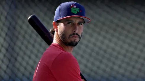 Garrett Stubbs during batting practice on August 06, 2024 in Los Angeles, California.