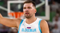 Luka Doncic playing a game with Slovenia.