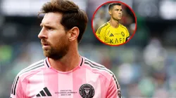 Lionel Messi #10 of Inter Miami CF and Cristiano Ronaldo of Al-Nassr.