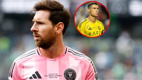 Lionel Messi #10 of Inter Miami CF and Cristiano Ronaldo of Al-Nassr.