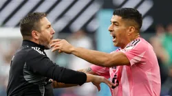 Luis Suarez argues after the Leagues Cup final loss.