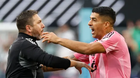 Luis Suarez argues after the Leagues Cup final loss.