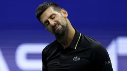 Novak Djokovic of Serbia reacts against Jan-Lennard Struff of Germany.