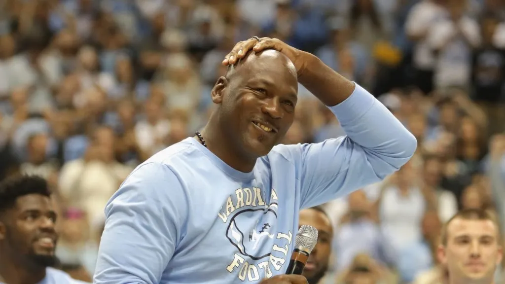 Michael Jordan at the Dean Smith Center on March 4, 2017 in Chapel Hill, North Carolina