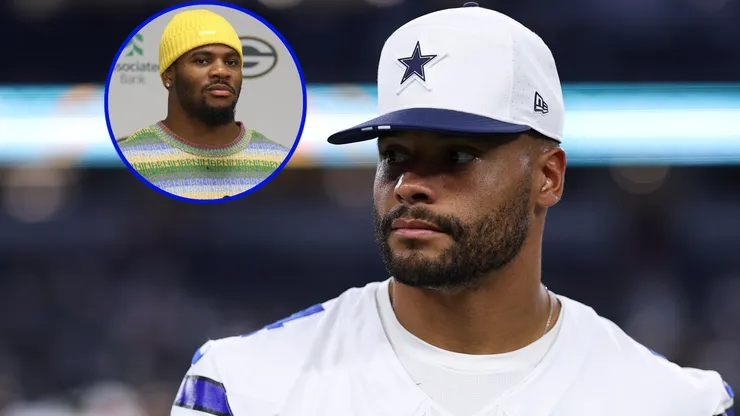 Dak Prescott #4 of the Dallas Cowboys and Micah Parsons.