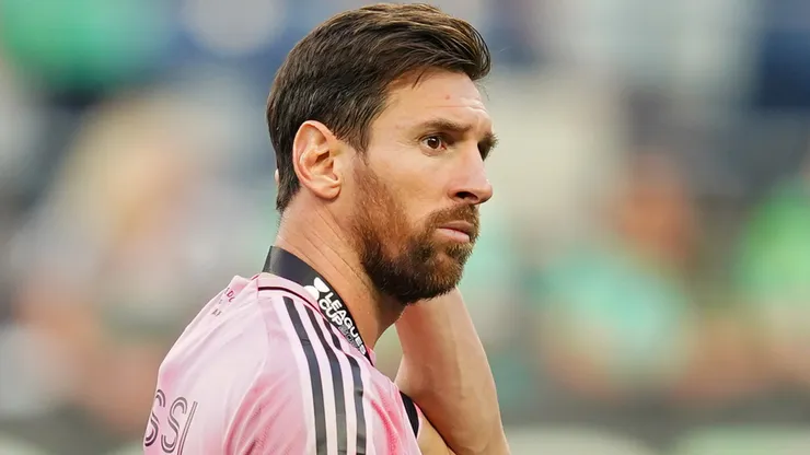 Lionel Messi #10 of Inter Miami CF looks on after a Leagues Cup game.