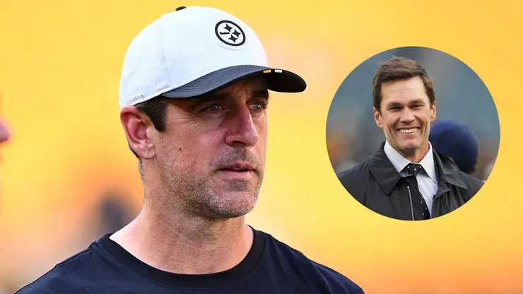 Aaron Rodgers of the Pittsburgh Steelers and NFL legend Tom Brady