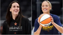 Caitlin Clark left Sophie Cunningham right.