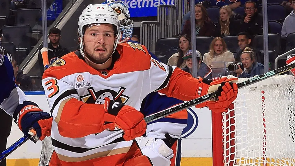 Mason McTavish’s future with the Ducks is uncertain. (Photo by Bruce Bennett/Getty Images)