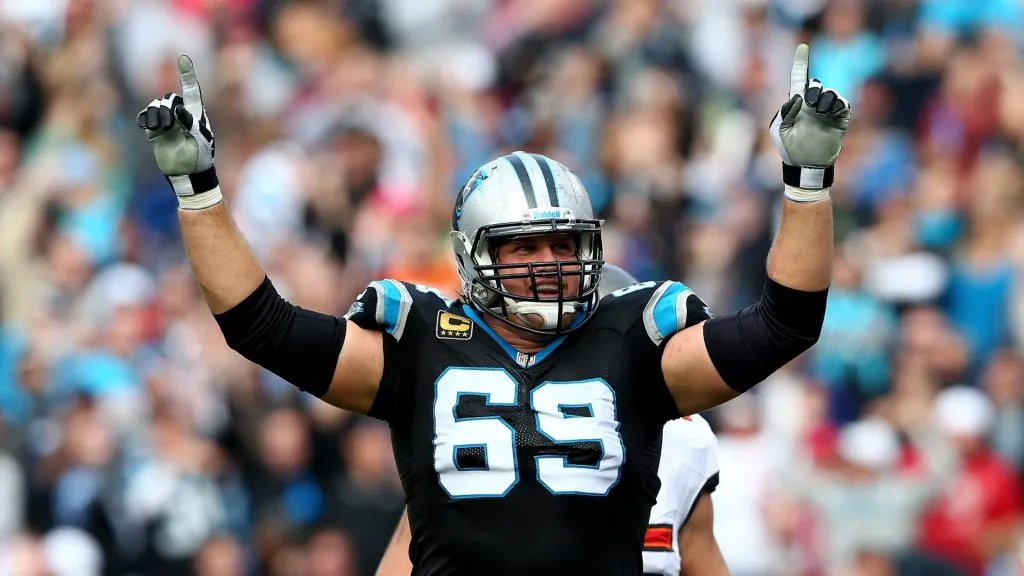 Jordan Gross #69 of the Carolina Panthers during their game in 2013. (Source: Streeter Lecka/Getty Images)