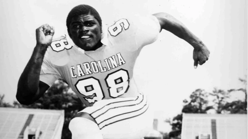 Lawrence Taylor poses for his University of North Carolina headshot in 1980. (Source: University of North Carolina/Getty Images)