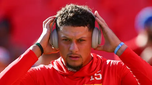 Patrick Mahomes warming up before a game.