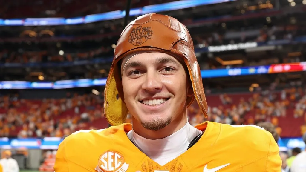 Joey Aguilar wearing the old leather helmet