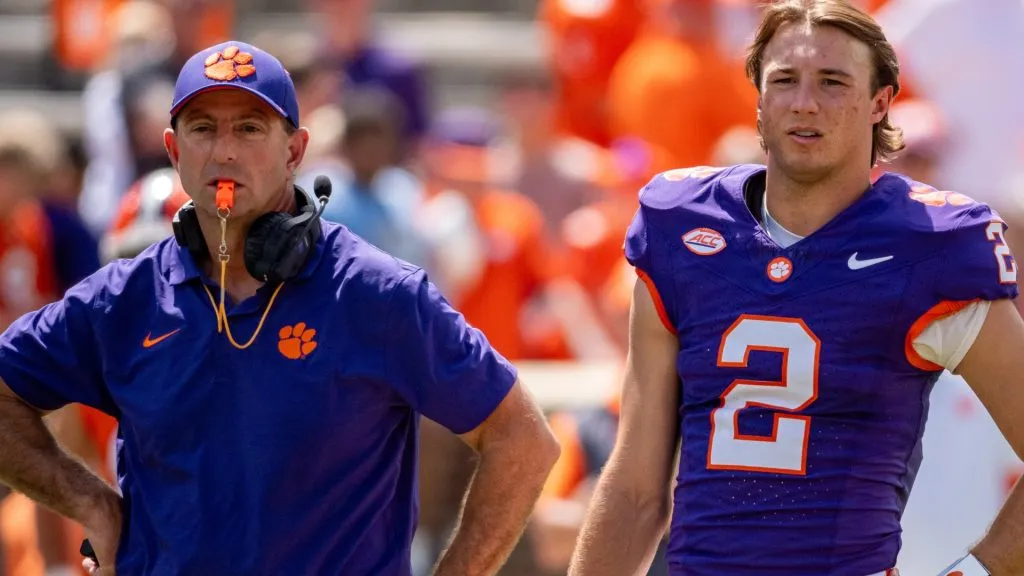 Dabo Swinny with Cade Clubnik