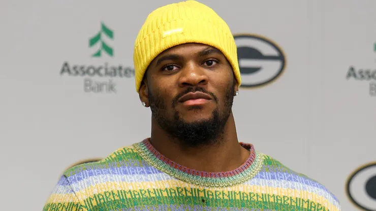 Former Dallas Cowboy Micah Parsons speaks to the media.